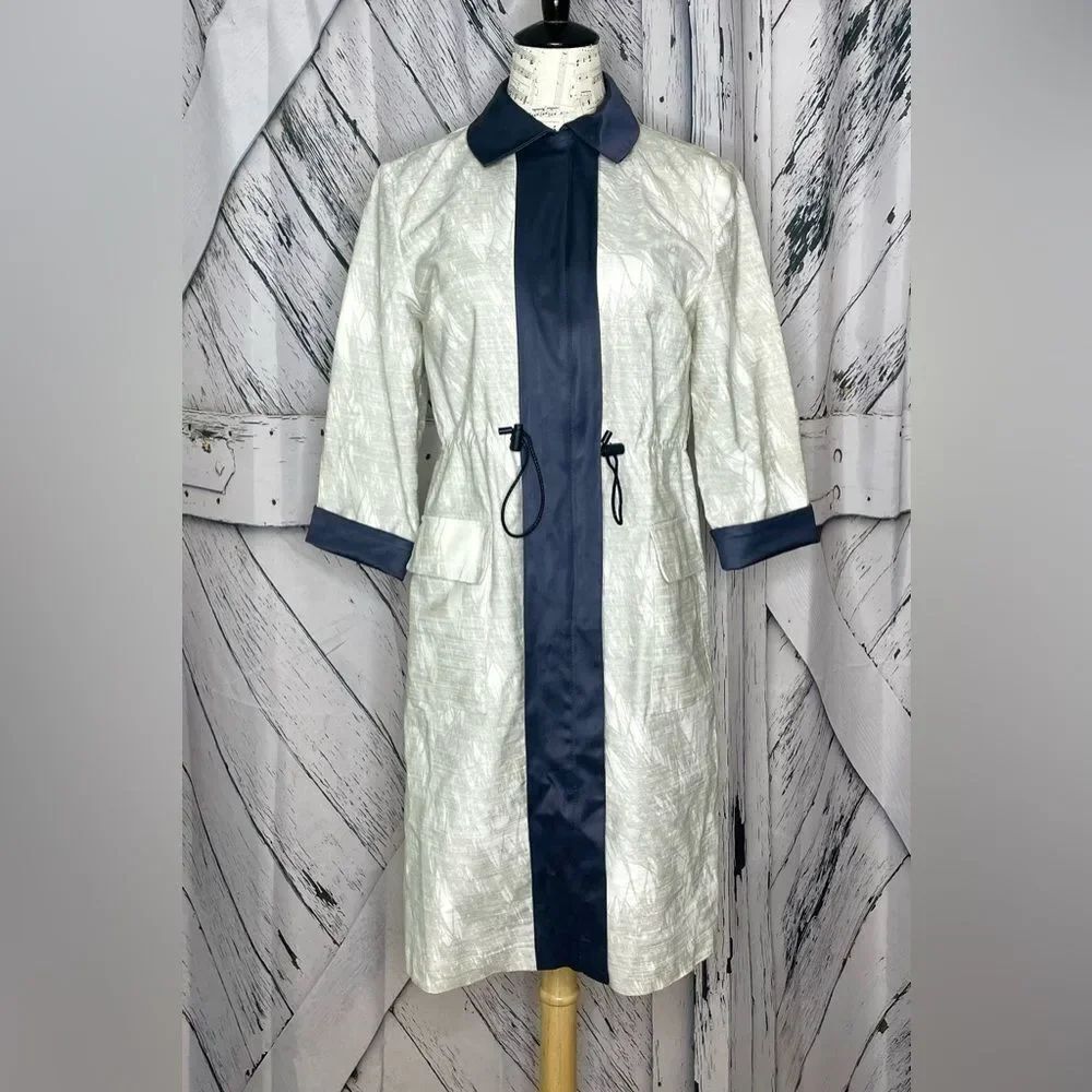 Simply Vera Wang Abstract Pattern Trench Coat Drawstring Waist S